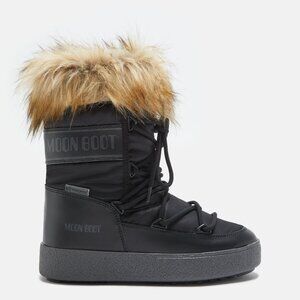 Like new MOON BOOT Track Monaco Low Boot in Black and fur snow boot ski winter